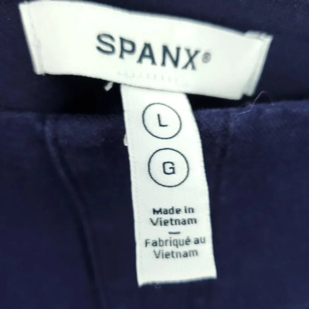 Spanx Stretch Twill Mini Skirt L Navy Blue